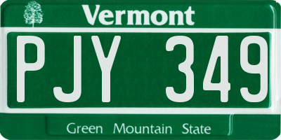 VT license plate PJY349