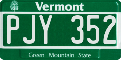 VT license plate PJY352