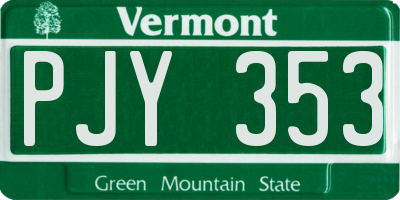 VT license plate PJY353