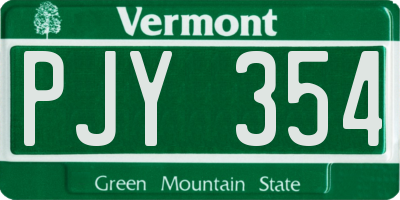 VT license plate PJY354