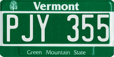 VT license plate PJY355