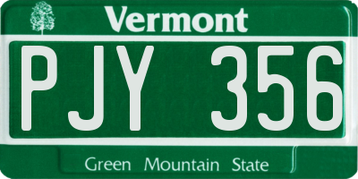 VT license plate PJY356