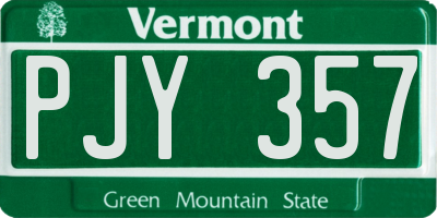 VT license plate PJY357