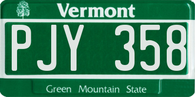 VT license plate PJY358