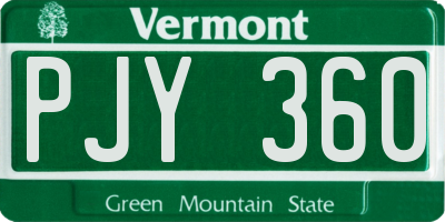VT license plate PJY360