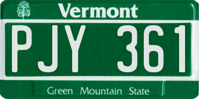 VT license plate PJY361