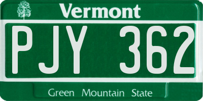 VT license plate PJY362