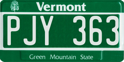 VT license plate PJY363