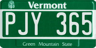 VT license plate PJY365
