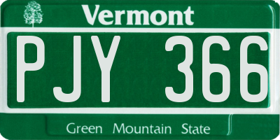 VT license plate PJY366