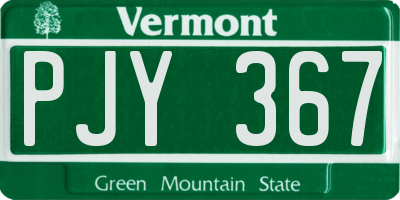 VT license plate PJY367