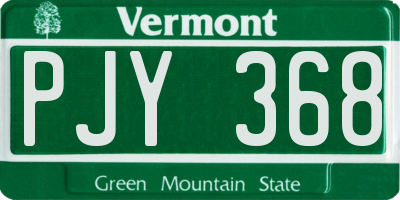 VT license plate PJY368