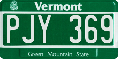 VT license plate PJY369