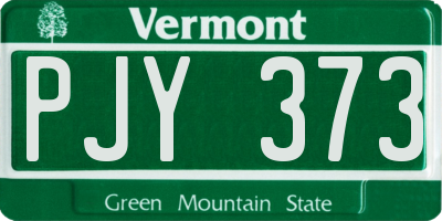 VT license plate PJY373