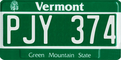 VT license plate PJY374