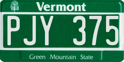 VT license plate PJY375