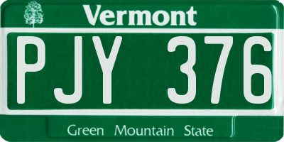 VT license plate PJY376