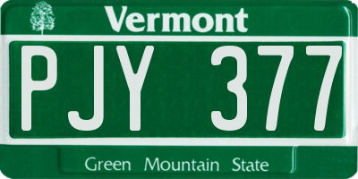 VT license plate PJY377