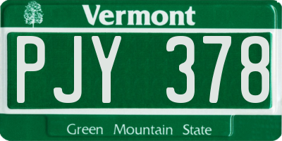 VT license plate PJY378