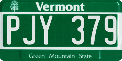 VT license plate PJY379