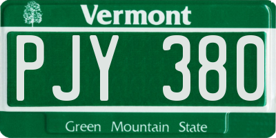 VT license plate PJY380