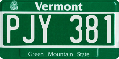 VT license plate PJY381