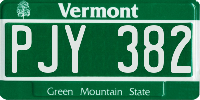 VT license plate PJY382