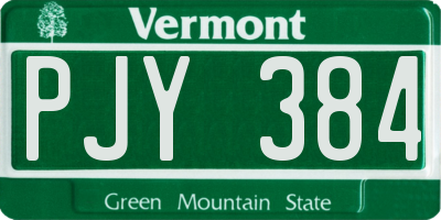 VT license plate PJY384