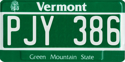 VT license plate PJY386