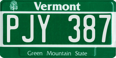 VT license plate PJY387