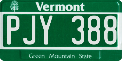VT license plate PJY388