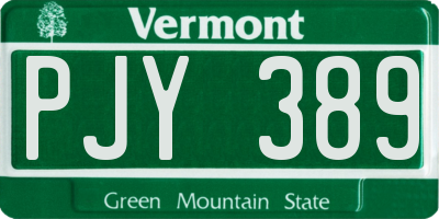 VT license plate PJY389