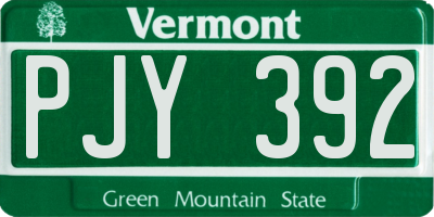 VT license plate PJY392