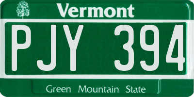 VT license plate PJY394