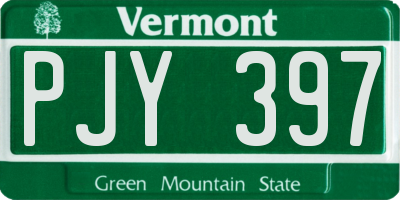 VT license plate PJY397