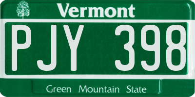 VT license plate PJY398