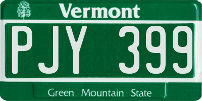 VT license plate PJY399