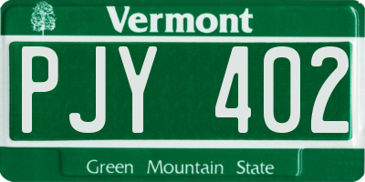 VT license plate PJY402
