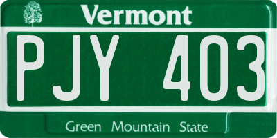 VT license plate PJY403
