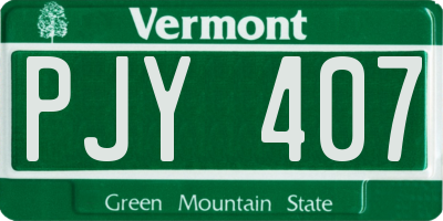 VT license plate PJY407