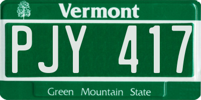 VT license plate PJY417