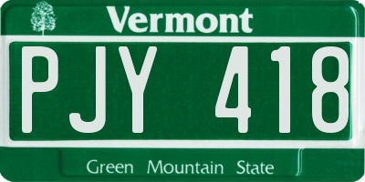 VT license plate PJY418