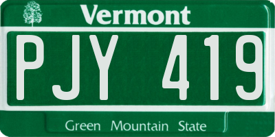 VT license plate PJY419