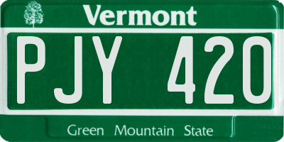VT license plate PJY420