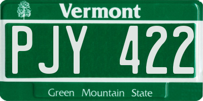 VT license plate PJY422