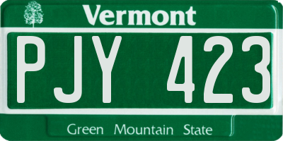 VT license plate PJY423