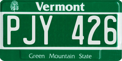 VT license plate PJY426