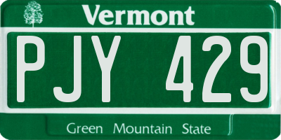 VT license plate PJY429
