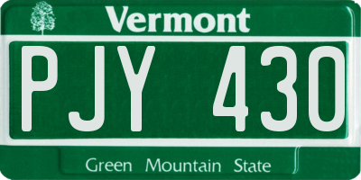VT license plate PJY430