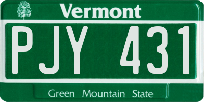 VT license plate PJY431